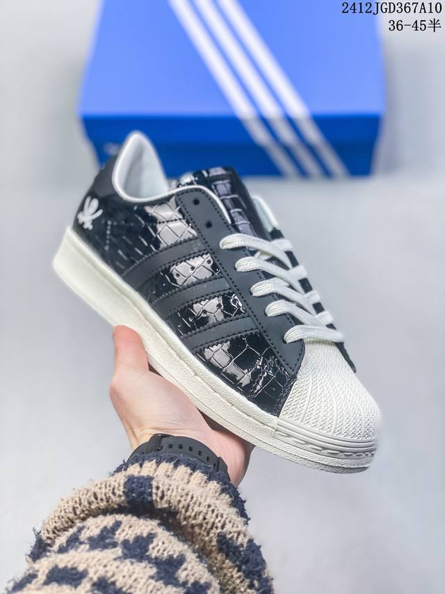 Neighborhood X Adidas Originals Superstar 联名贝壳头 时尚复古 耐磨轻便 低帮 板鞋，复古三叶草防滑透明橡胶板鞋经典运