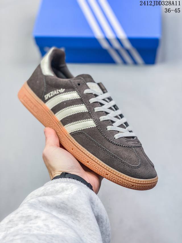 阿迪达斯adidas Originals Handball Spzl 手球运动员系列百搭休闲运动板鞋“翻毛旧黄奶白焦糖底” 12Jdd328A11