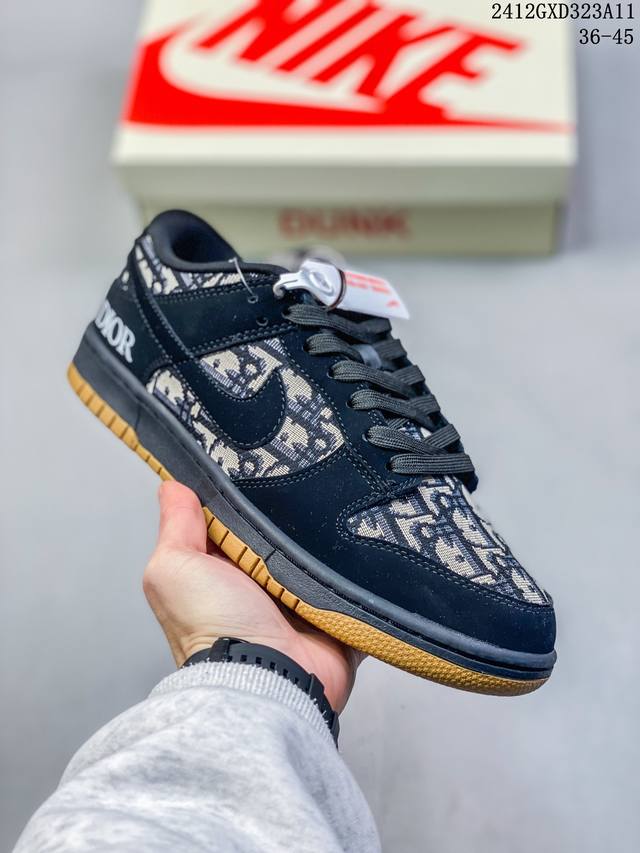 Nike Sb Dunk Low“迪奥联名 织布黑勾” 周年高端定制 低帮休闲板鞋 定制鞋盒 大厂纯原品质出货 超高清洁度 皮料切割干净无任何毛边 细节完美 货