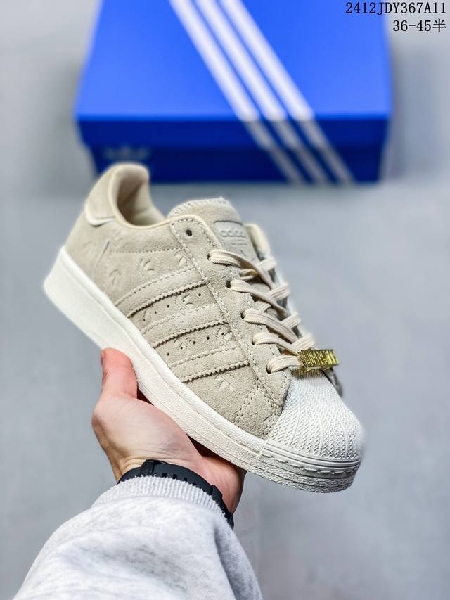 Neighborhood X Adidas Originals Superstar 联名贝壳头 时尚复古 耐磨轻便 低帮 板鞋，复古三叶草防滑透明橡胶板鞋经典运