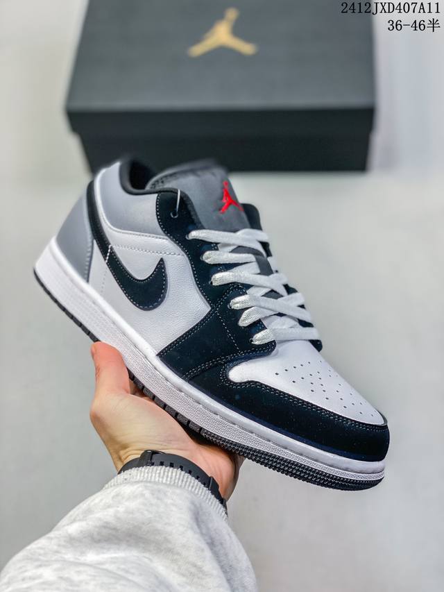 Jordan Air Jordan 1 舒适 防滑耐磨 低帮 复古篮球鞋 男女同款 黑白 货号 : Hf3148-106 尺码 : 36-46 带半码 12Jx