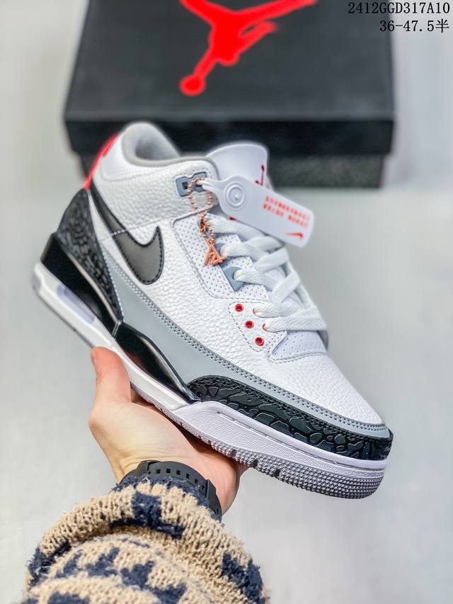 公司级jordan Air Jordan 3 Retro Nrg Jth Tinker Hatfeld气垫舒适 中帮 复古篮球鞋男款白水泥 尺码：36-47.5