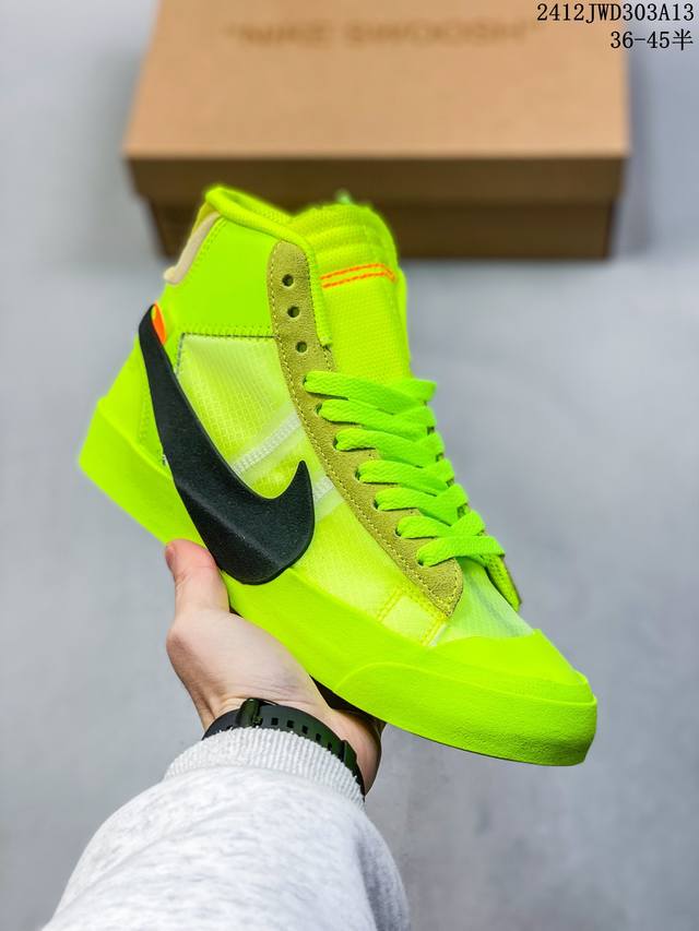 公司级 Off-White X Nike Blazer Mid “All Hallows Eve”开拓者经典中帮百搭板鞋“Ow恶魔南瓜黄橘”Aa3832-700