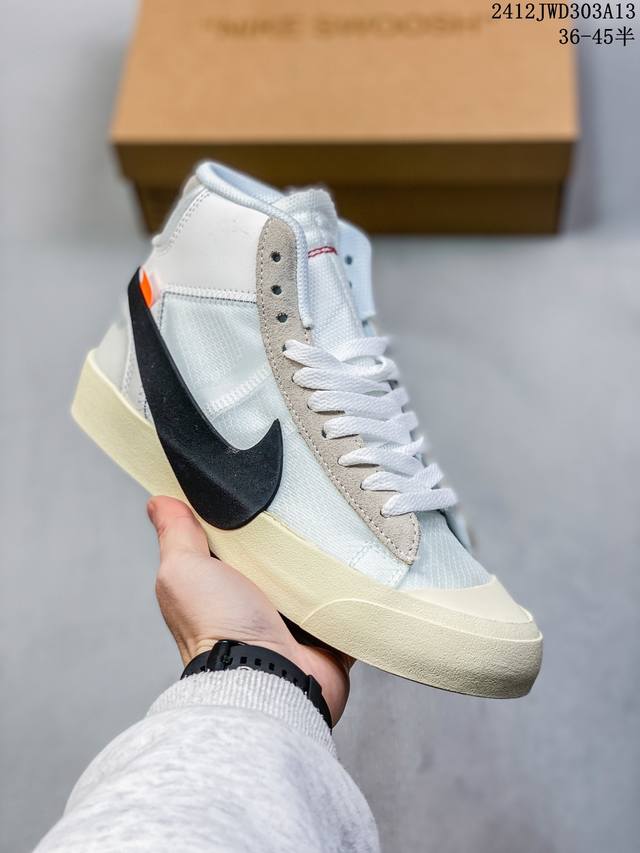 公司级 Off-White X Nike Blazer Mid “All Hallows Eve”开拓者经典中帮百搭板鞋“Ow恶魔南瓜黄橘”Aa3832-700