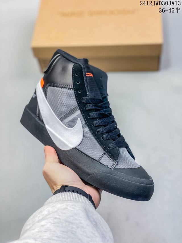 公司级 Off-White X Nike Blazer Mid “All Hallows Eve”开拓者经典中帮百搭板鞋“Ow恶魔南瓜黄橘”Aa3832-700