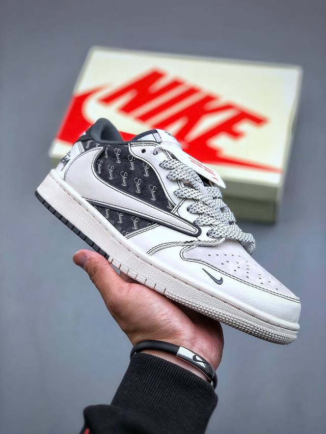 Travis Scott X Fragment Design X Air Jordan 1 Low Og Sp Aj1 乔1 斯图西联名-白黑英文双拼 低帮文化