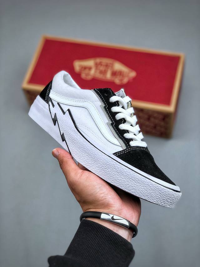 原厂原盒原模。万斯 官方旗舰店vans Sk8 Hi 黑翻毛皮低帮闪电休闲男女滑板鞋 工艺：硫化1:1 重量1:1、真标、原钢印、材质标、鞋型标、合格证 Siz