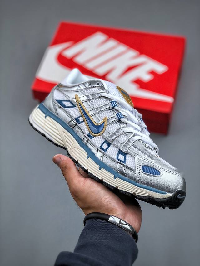 Nike P-6000 Premium Silver Pewter Blue 系列低帮复古老爹风休闲运动舒适慢跑鞋“金属银白军机械蓝”Hj7246-100 尺码