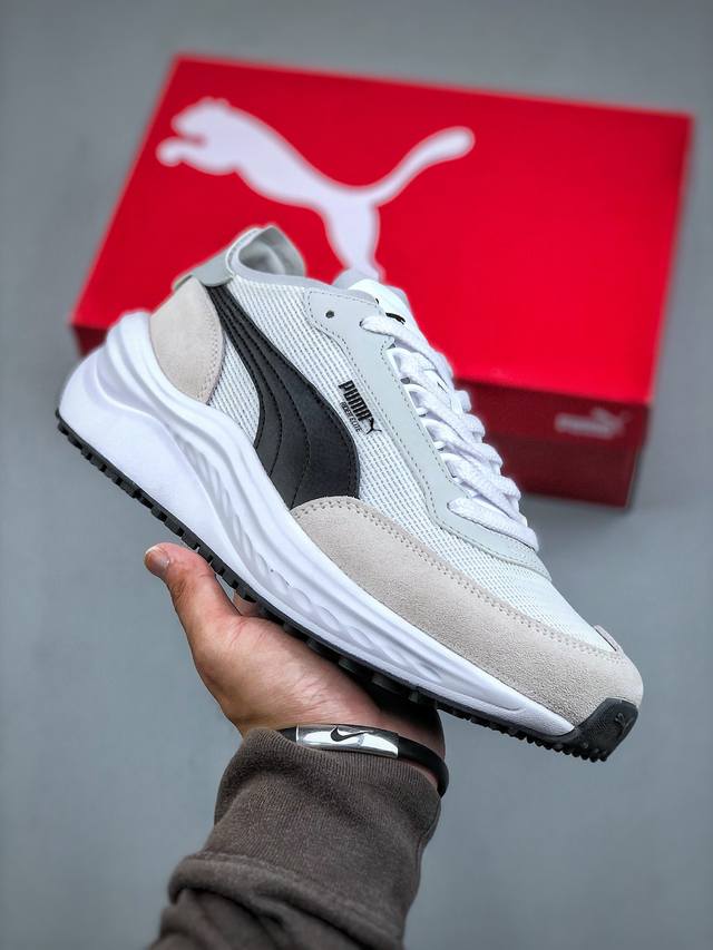 Puma Runtamed Plus 米白黑 织物皮革 合成材料 舒适运动 防滑轻便 低帮 生活休闲鞋 男女款运动休闲鞋 货号 402922 04 尺码： 36