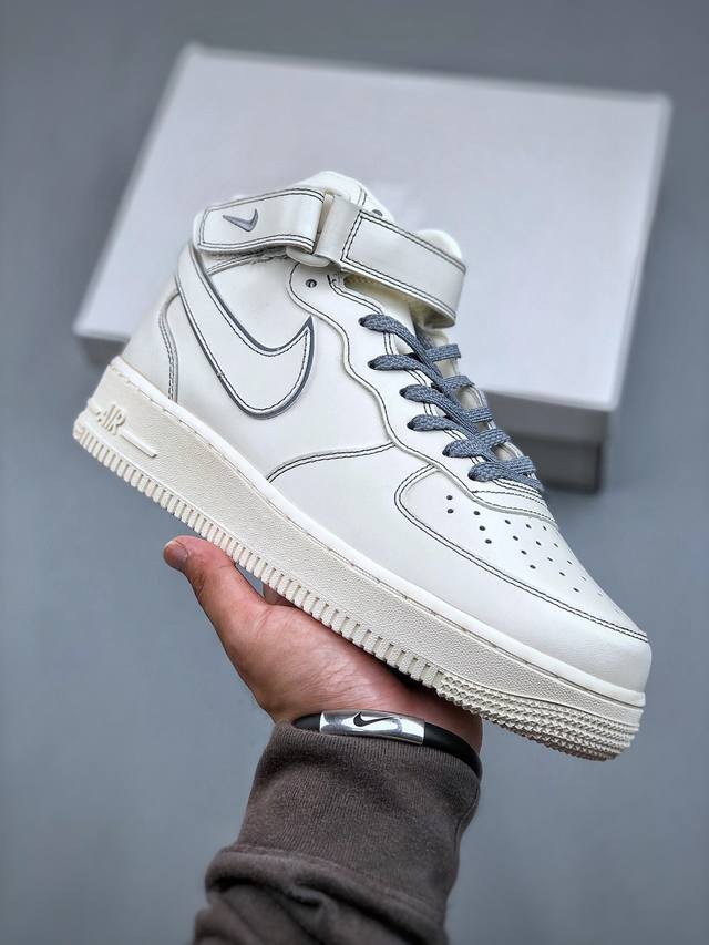 Nike Air Force 1 Mid '07 “兔八哥”米灰 满天星 中帮空军一号休闲板鞋 定制皮料 3M反光 原楦原纸板 纯正版型 清洁度完美 内置全掌气 - 点击图像关闭