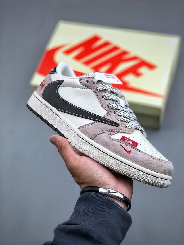 Travis Scott X Fragment Design X Air Jordan 1 Low Og Sp Aj1 乔1 斯图西联名-浅咖啡黑勾 低帮文化休