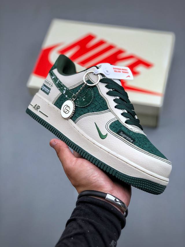 Nike Air Force 1 '07 Low “古驰supreme联名--米白祖母绿”空军一号 低帮 运动鞋 休闲鞋 折边针车 工艺难度大 原楦头原纸板 原