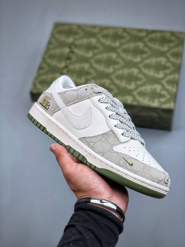 Nike Sb Dunk Low 古驰联名-烟灰绿底 周年高端定制 低帮休闲板鞋 Xx2025-389 #定制鞋盒 大厂纯原品质出货 超高清洁度 皮料切割干净无