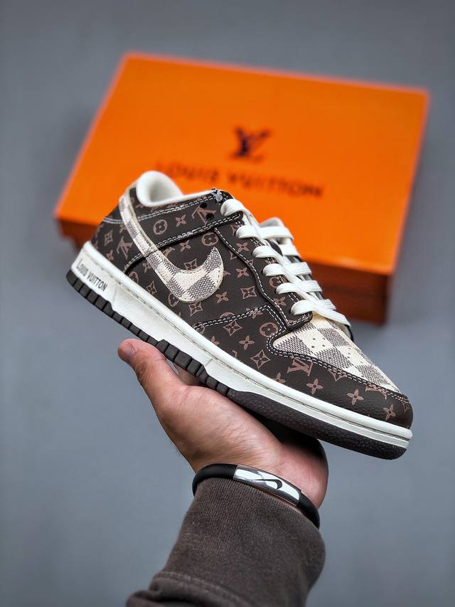 Nike Sb Dunk Low X Louis Vuitton 白棕经典老花纯原大厂出品 极力推荐原装头层材料 独家版型蒸餾加工帶來的是更好的视觉和脚感体验大