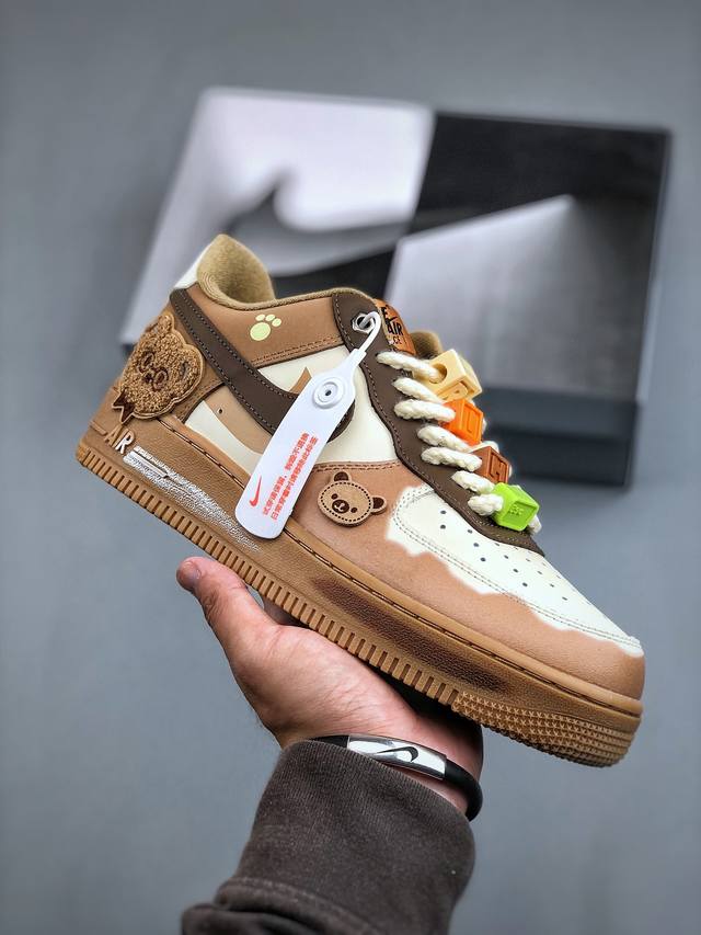 Nike Air Force 1 Low 07 米棕小熊玩偶原楦头原纸板 打造纯正低帮空军版型专注外贸渠道 全掌内置蜂窝气垫 原盒配件 原厂中底钢印、拉帮完美