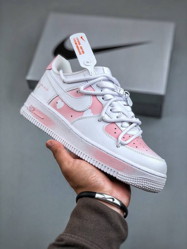 Nike Air Force 1 Low 07 优雅少女 减龄风 樱花物语 粉白绑带原楦头原纸板 打造纯正低帮空军版型专注外贸渠道 全掌内置蜂窝气垫 原盒配件