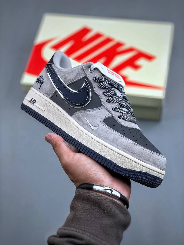 Nike Air Force 1 Low 07 X Stussy 米灰蓝满天星原楦头原纸板 打造纯正低帮空军版型专注外贸渠道 全掌内置蜂窝气垫 原盒配件 原厂中