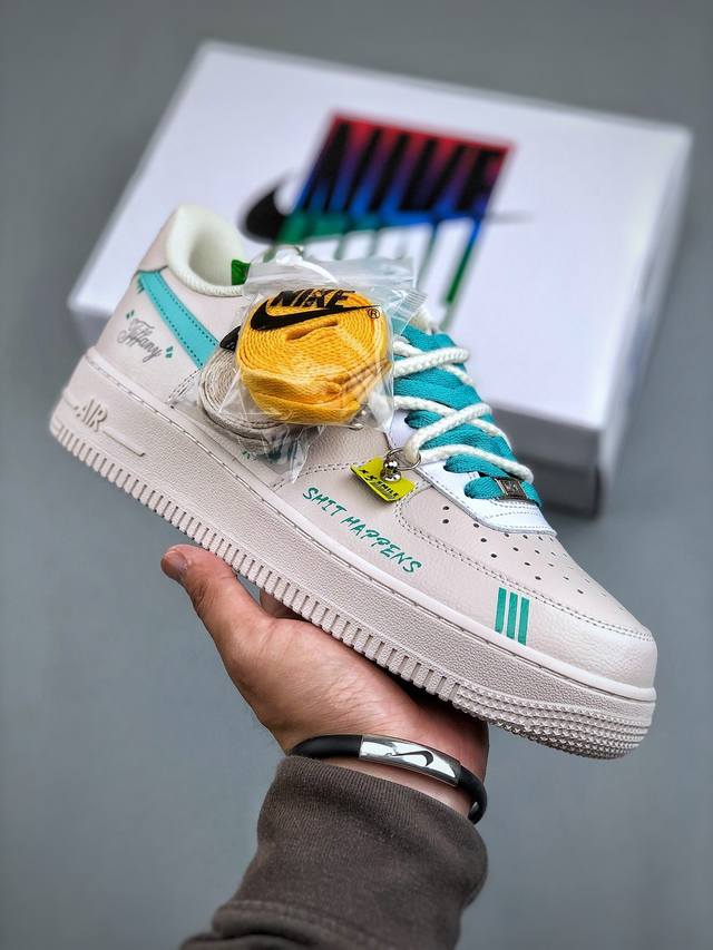 Nike Air Force 1 Low 07 米蓝绑带涂鸦原楦头原纸板 打造纯正低帮空军版型专注外贸渠道 全掌内置蜂窝气垫 原盒配件 原厂中底钢印、拉帮完美