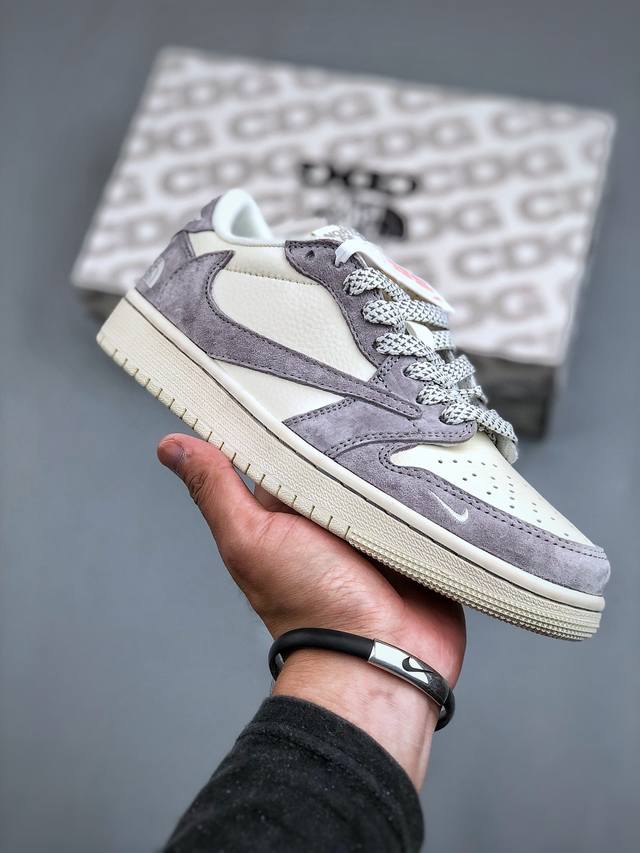 Travis Scott X Fragment Design X Air Jordan 1 Low Og Sp Aj1 乔1 北面联名-底灰猪八 低帮文化休闲板