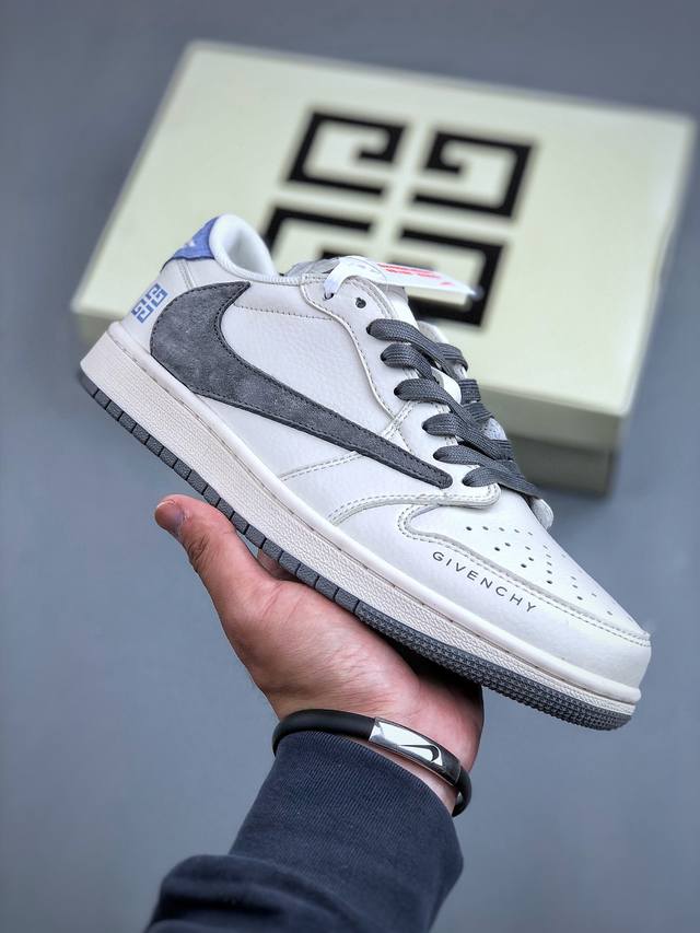 Travis Scott X Fragment Design X Air Jordan 1 Low Og Sp Aj1 乔1 纪梵希联名-米灰蓝尾 低帮文化休闲