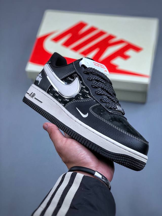 Nike Air Force 1'07 Low 斯图西联名-全黑英文 空军一号低帮休闲板鞋 Xz6188-311 #原楦头原纸板 原装鞋盒 定制五金配件 内置全