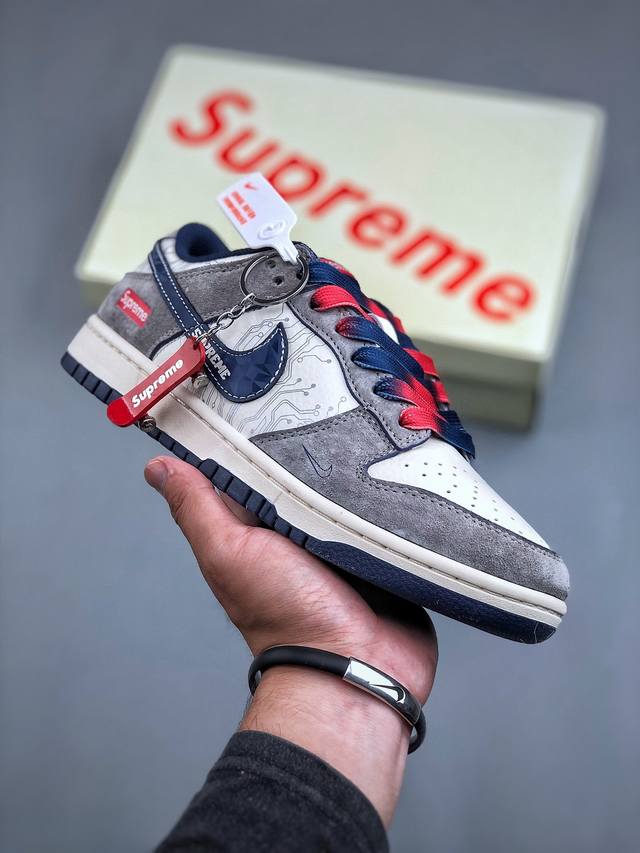 Nike Sb Dunk Low X Supreme X Stone Island 白灰小钩绑带满天星纯原大厂出品 极力推荐原装头层材料 独家版型蒸餾加工帶來的