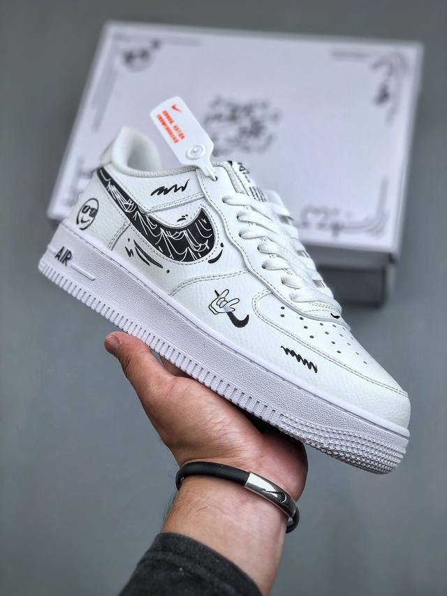 Nike Air Force 1 Low 07 白黑街头涂鸦原楦头原纸板 打造纯正低帮空军版型专注外贸渠道 全掌内置蜂窝气垫 原盒配件 原厂中底钢印、拉帮完美