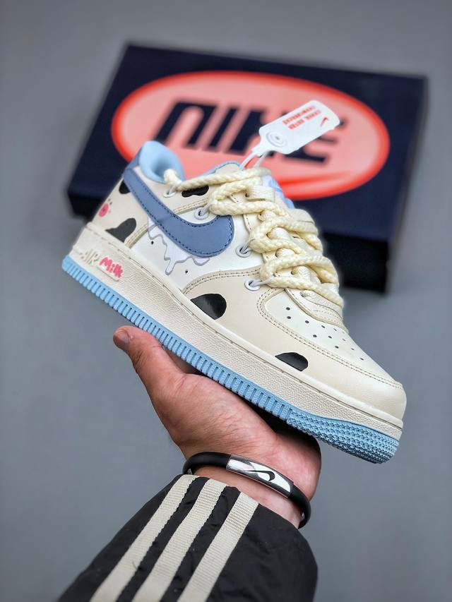 Nike Air Force 1 Low 07 奶油小猪 米蓝绑带原楦头原纸板 打造纯正低帮空军版型专注外贸渠道 全掌内置蜂窝气垫 原盒配件 原厂中底钢印、拉帮