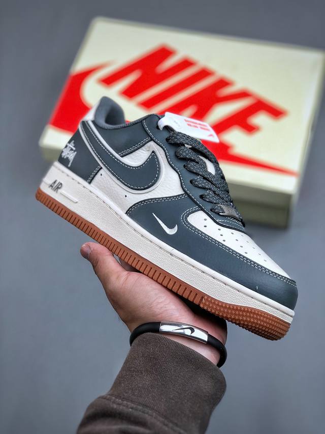 Nike Air Force 1 Low 07 X Stussy 白青小钩满天星原楦头原纸板 打造纯正低帮空军版型专注外贸渠道 全掌内置蜂窝气垫 原盒配件 原厂