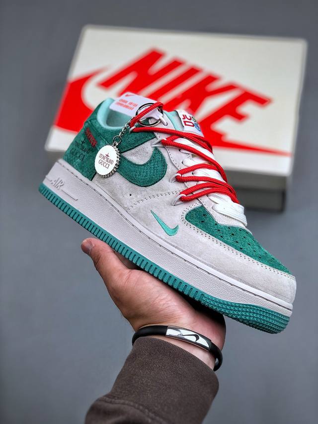 Nike Air Force 1 Low 07 X Stone Island X Gucci 蛇年白绿红绑带原楦头原纸板 打造纯正低帮空军版型专注外贸渠道 全掌