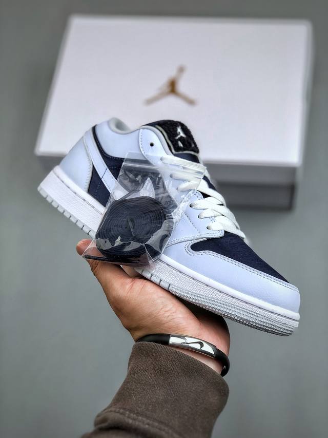 Nike Air Jordan 1 Low 黑蓝 Aj1乔1低帮休闲板鞋 同步官方配色 市场唯一独家头层皮打造 原鞋原档案开发 原厂皮料 原档冲孔鞋头 正确满胶