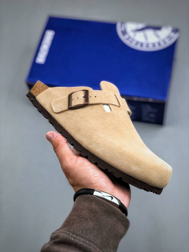 纯原“翘头版” 德国百年知名鞋履品牌 博肯birkenstock 勃肯半拖系列 广东原产#采用质地柔软牛皮绒面革植入羊羔毛鞋垫和里衬材质 #中底搭载缓震软木橡胶