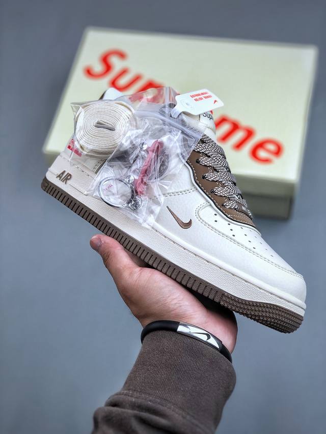 Nike Air Force 1 Low 07 X Supreme X Stone Island 白棕小钩原楦头原纸板 打造纯正低帮空军版型专注外贸渠道 全掌内