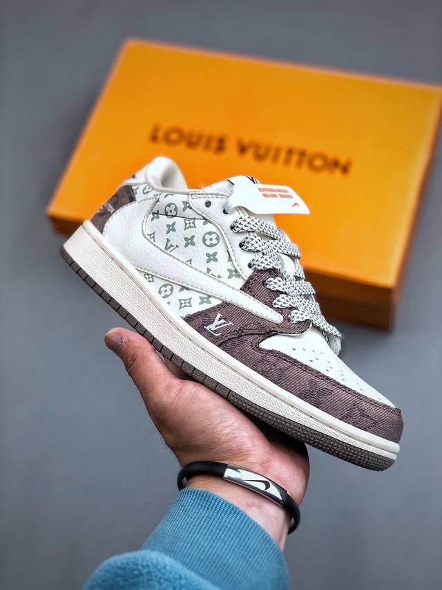 Travis Scott X Nike Air Jordan 1 Low X Louis Vuitton 三方联名 Air Jordan 1 Low 反转白棕拼