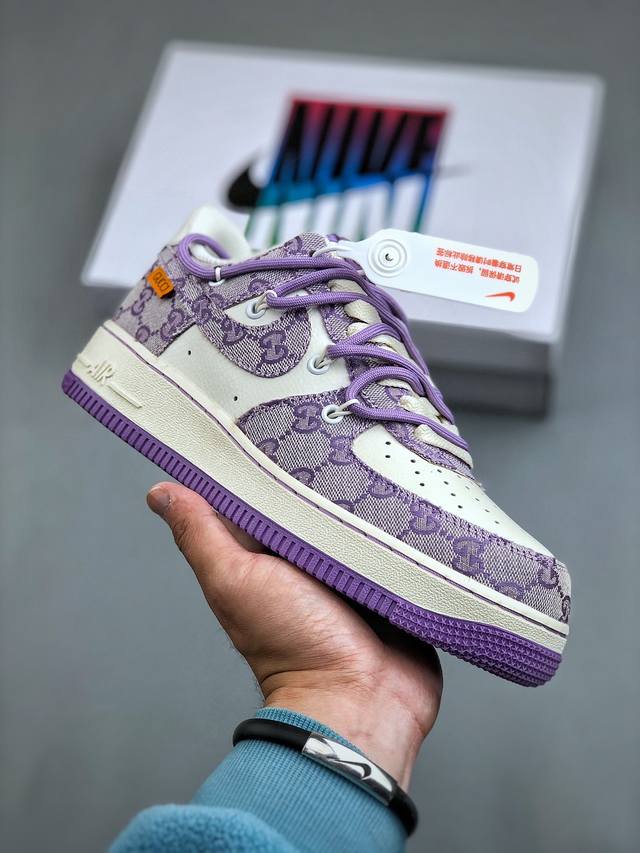 Nike Air Force 1 X Gucci 空军一号板鞋 “古驰绑带紫”货号：Bd7700-022 Nike近期于欧美大牌联名频繁 现又推出于gucci联