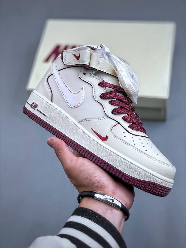 Nike Air Force 1'07 Mid 酒红珠光小勾 空军一号中帮休闲板鞋 Sg2356-803 #3M反光 定制皮料 原楦原纸板 纯正版型 清洁度完美