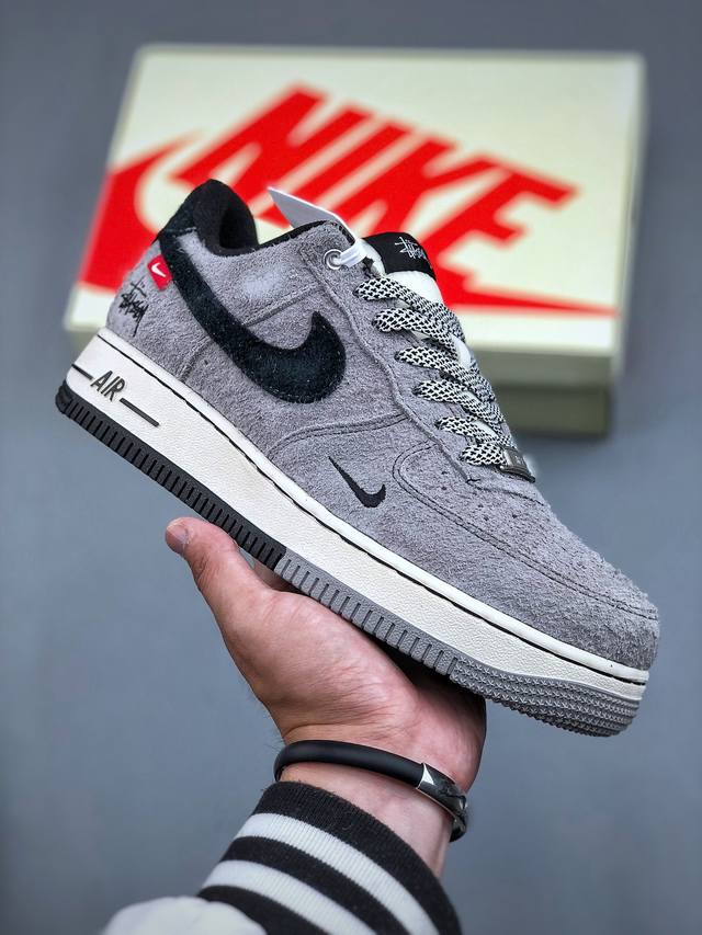 Nike Air Force 1 '07 Low “斯图西联名--翻毛灰”空军一号 低帮 运动鞋 休闲鞋 折边针车 工艺难度大 原楦头原纸板 原装鞋盒 定制五金