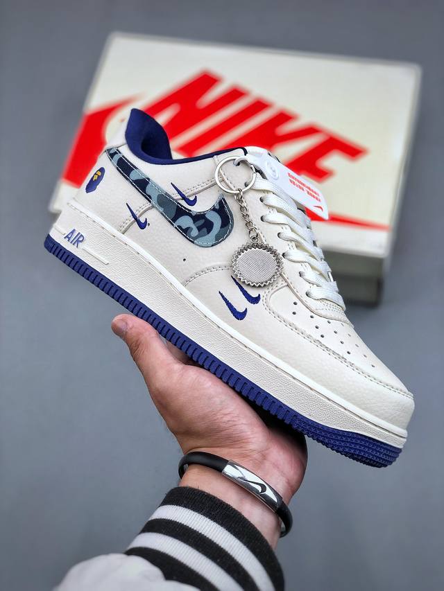 Nike Air Force 1'07 Low Bape联名-蓝四小勾 空军一号 低帮休闲板鞋 Kk1988-036 #原楦头原纸板 原装鞋盒 定制五金配件 内