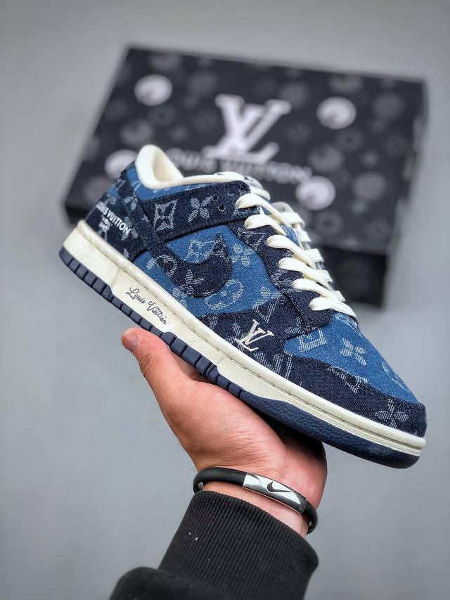 Nike Sb Dunk Low Lv联名牛仔蓝 周年高端定制 低帮休闲板鞋 #高端定制鞋盒 原装头层材料 独家版型蒸餾加工大厂纯原品质出货 超高清洁度 皮料切