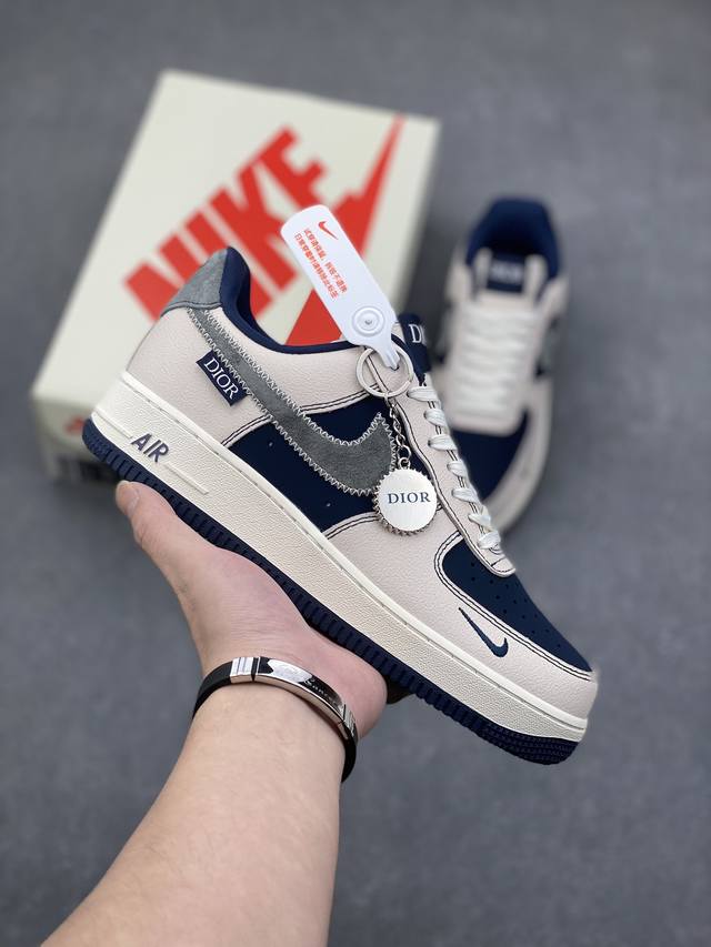 海外限量发售！公司级nike Air Force 1 '07 Low “迪奥联名--米蓝针织勾”空军一号 低帮 运动鞋 休闲鞋 折边针车 工艺难度大 原楦头原纸