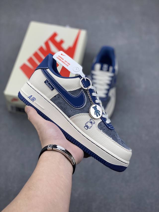 海外限量发售！公司级nike Air Force 1 '07 Low “暴力熊联名--灰米蓝”空军一号 低帮 运动鞋 休闲鞋 折边针车 工艺难度大 原楦头原纸板