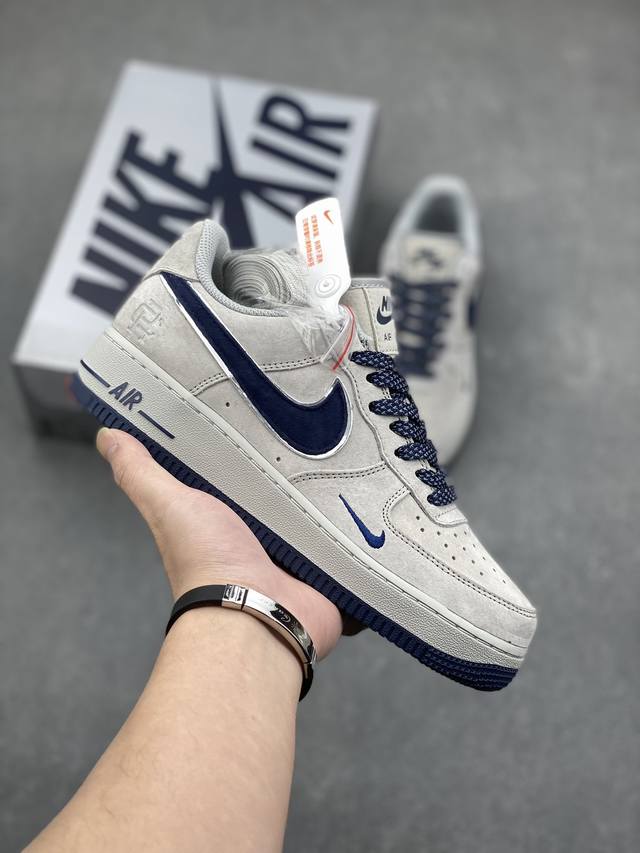 秋冬全新卫冕系列 公司级 Nike Air Force 1 '07 Low 麂皮深蓝卫冕冠军 小勾满天星空军一号中帮运动休闲板鞋 3M反光进口麂皮 原装鞋盒原楦