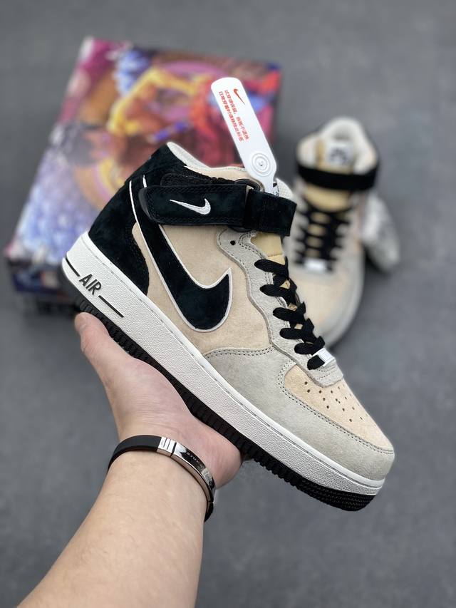 秋冬新品 公司级 Nike Air Force 1 Mid 灰黑 空军一号低帮休闲板鞋 原厂麂皮 原楦原纸板 纯正版型 正品nfc感应芯片 高清洁度 内置全掌气