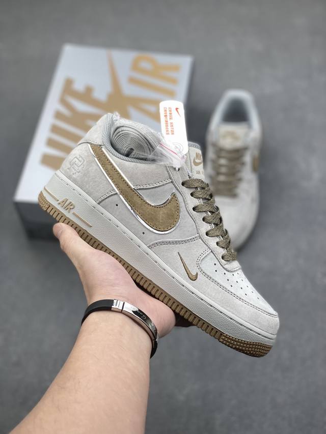 秋冬全新卫冕系列 公司级 Nike Air Force 1 '07 Low 麂皮卡其 卫冕冠军 小勾满天星空军一号中帮运动休闲板鞋 3M反光进口麂皮 原装鞋盒原