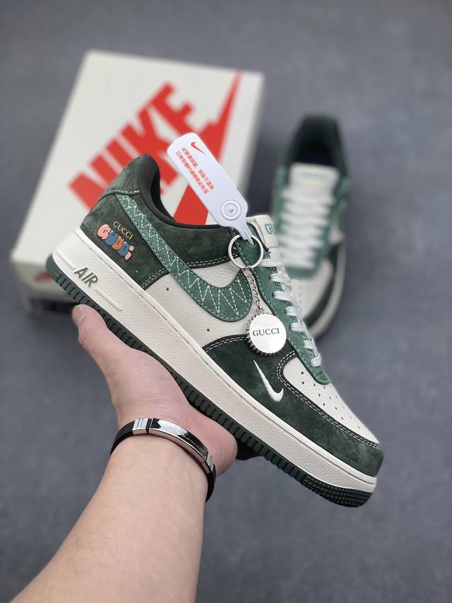 海外限量发售！公司级nike Air Force 1 '07 Low “古驰联名--玉石绿飞线”空军一号 低帮 运动鞋 休闲鞋 折边针车 工艺难度大 原楦头原纸