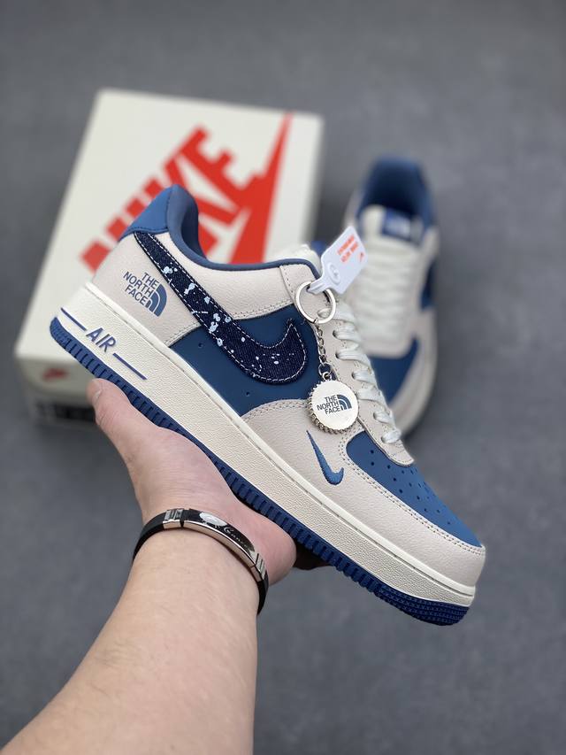 海外限量发售！公司级nike Air Force 1 '07 Low “北面联名--米蓝花布勾”空军一号 低帮 运动鞋 休闲鞋 折边针车 工艺难度大 原楦头原纸