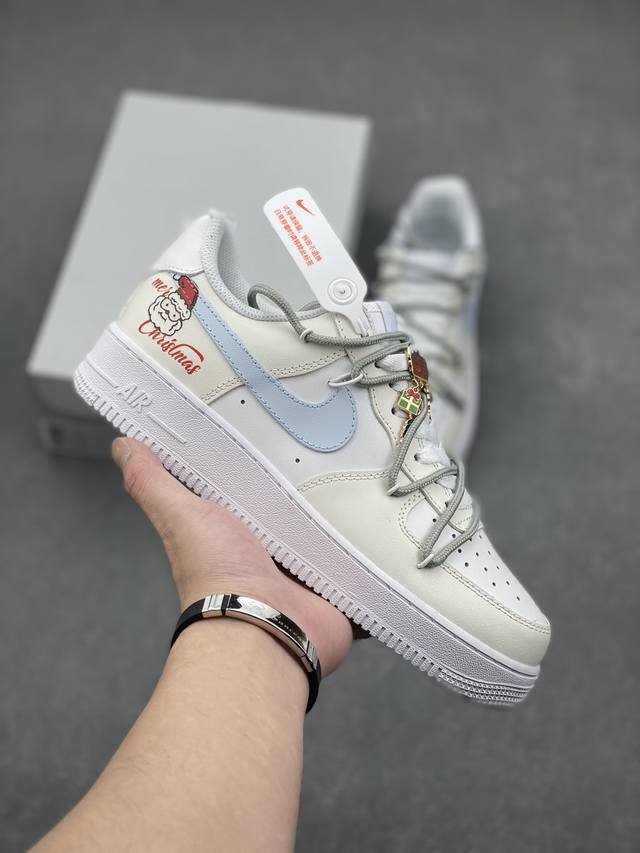 定制球鞋 Nike Air Force 1 圣诞老人 潮流 米白 空军一号低帮运动休闲板鞋 原装级别 原楦头原纸板 打造纯正空军版型#专注外贸渠道 全掌内置蜂窝