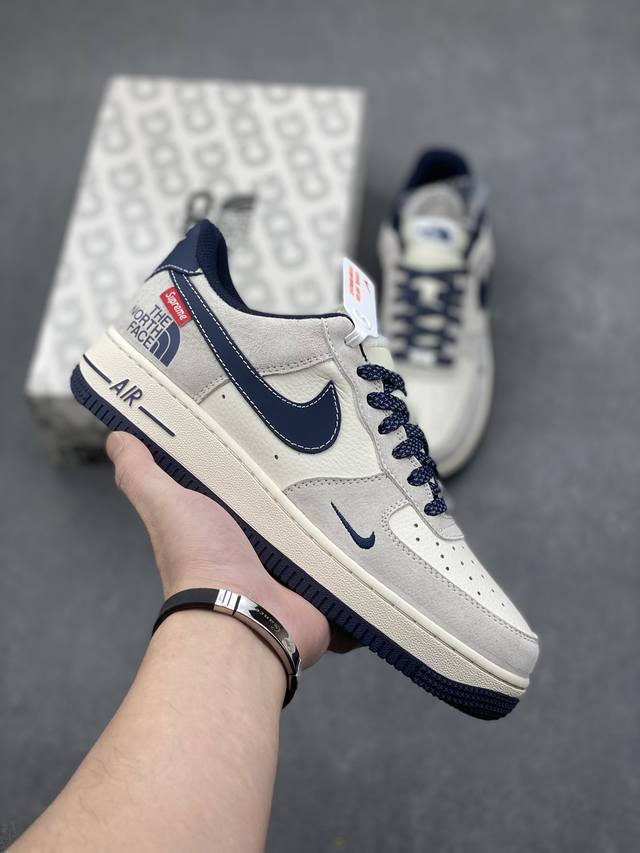 海外限量发售！公司级nike Air Force 1 '07 Low “Supreme北面联名--猪八深蓝”空军一号 低帮 运动鞋 休闲鞋 折边针车 工艺难度大