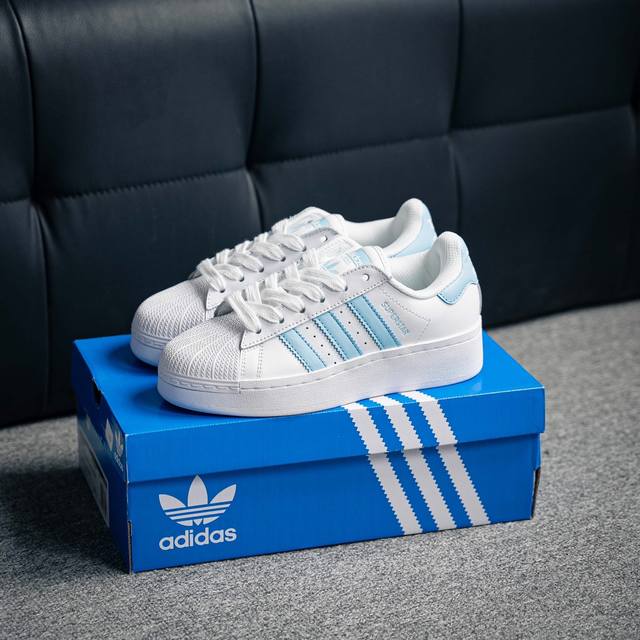 Adidas Originals Superstar Xlg 贝壳头系列低帮厚底松糕经典百搭休闲运动板鞋 男女鞋真标半码制 原楦原纸版数据开发版型 采用头层皮革