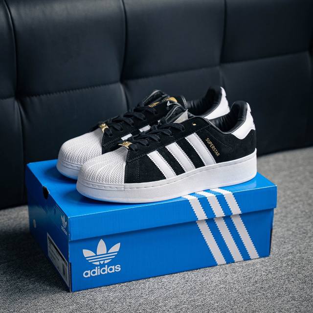 Adidas Originals Superstar Xlg 贝壳头系列低帮厚底松糕经典百搭休闲运动板鞋 男女鞋真标半码制 原楦原纸版数据开发版型 采用头层皮革